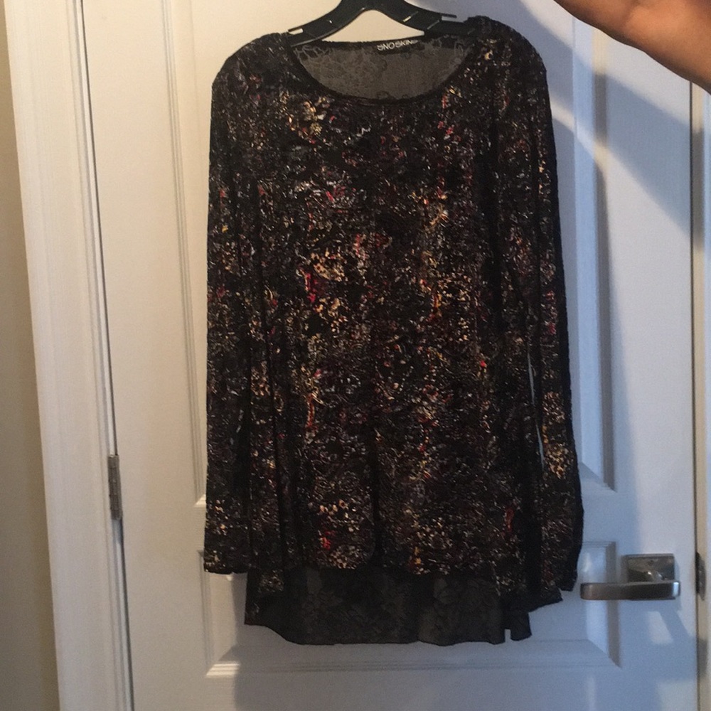 Long sleeve burnout velvet top